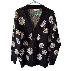 3/$20 AZ Black Daisy Women's Oversized Knit Cardigan Size S/M
